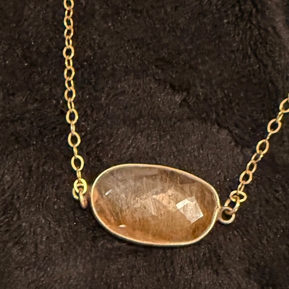 Oval Quartz Necklace Set in 14K Gold - Picture 4 of 4